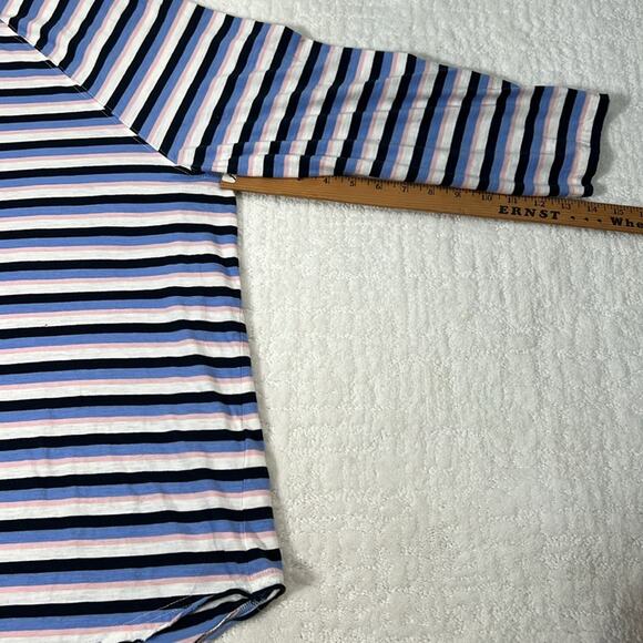 Ulla Popken striped blue black pink white cotton long sleeve pullover top 32/34 - Picture 5 of 9
